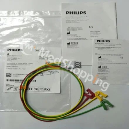 Philips ICU M1672A — Набор проводов CBL с 3 отведениями, Grabber, IEC, 989803145101 Кабель пациента, 3 отведения ЭКГ Grabber AAMI, Tele 865350, 865351