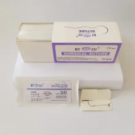 USP8/0-USP2 — RTMED Одноразовый рассасывающийся хирургический шовный материал PGLA Полиглактин 910 Шовный материал с иглой