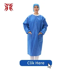 PPEC604 — Non-woven Лабораторный халат Одноразовый 2 кармана Пальто Больничная форма Медицинский скраб Костюм