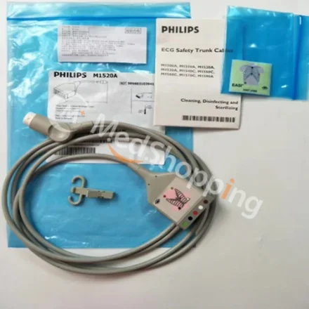 Philips M1520A — 5-отводные безопасные магистральные кабели ЭКГ, AAMI. 989803103941 Магистральный кабель пациента для ЭКГ с 5 отведениями AAMI Комплект безопасности M1001A, M1001B, M1002B, M3000A,…