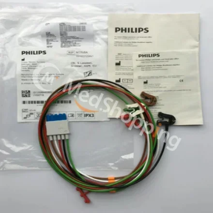 Philips M1968A — Комплект проводов CBL 5, Grabber, AAMI, ICU. 989803125841 Комплект экранированных выводов с защелкой AAMI Группа вариантов AAMI ICU M3000A, M3001A, M3002A, M8102A, M8105A, M1001B,…