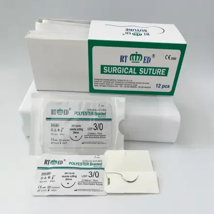 USP6/0-USP4 — RTMED Одноразовый нерассасывающийся хирургический шовный материал Полиэфирный шовный материал