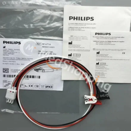Philips ICU M1671A — Комплект кабелей CBL с 3 проводами, Grabber, AAMI, 989803145091 Магистральный канал ЭКГ с 3 отведениями AAMI/IEC 2, 7 м AAMI/IEC 2, 7 м M1001A, M1001B, M1002B, M3000A, M3001A, M3002A,…