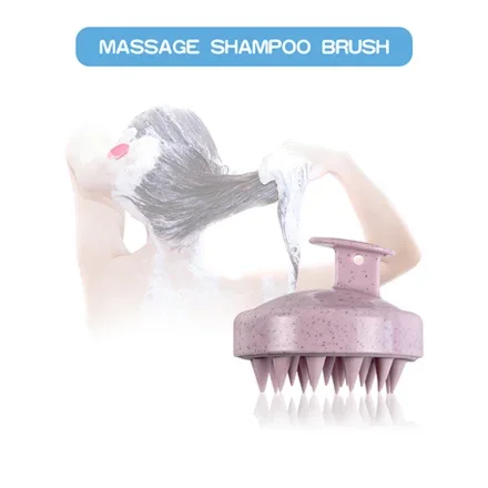 Customized Частная Пшеничная солома Мягкая силиконовая кожа головы Massage Щетка для шампуня Щетка для влажных и сухих волос