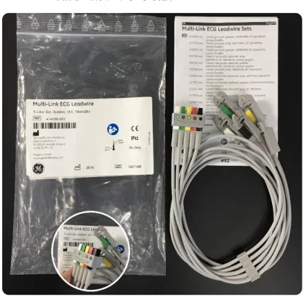 GE Healthcare 5-Lead — ЭКГ-монитор IEC для взрослых, 5 отведений, Detachable, тип зажима для отведений, 414556-003