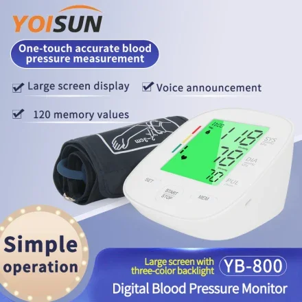 YB-800 — YOSUN Медицинский Upper устройство для контроля артериального давления на руке, машина с приложением, непрерывная работа, с голосовой большой манжетой, 24 часа для больницы, Bluetooth,…