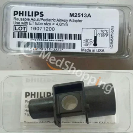 Philips M2513A — Многоразовый адаптер дыхательных путей для взрослых и детей. Используется с эндотрахеальной трубкой размером >4. 0mm. 989803142681 Адаптер воздуховода для выдCO2, многоразовый, для…