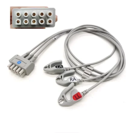 GE Healthcare 3-Lead — ЭКГ-монитор AHA американского стандарта для взрослых, 3-канальные прикрепляемые несъемные ЭКГ-отведения, 74 см