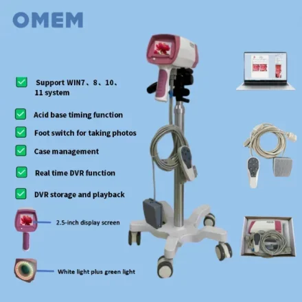 YDJ100C — Медицинская камера видео Colposcope 2, 5 дюйма, зеленый светодиод, реалистичная цветопередача, диагностическое программное обеспечение и мобильный напольный кронштейн