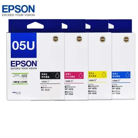 Epson WF-4838 — Цветные чернила для принтера T05U1-4 Черный и цветной комплект 4-цветной Доступен только для модели 4838