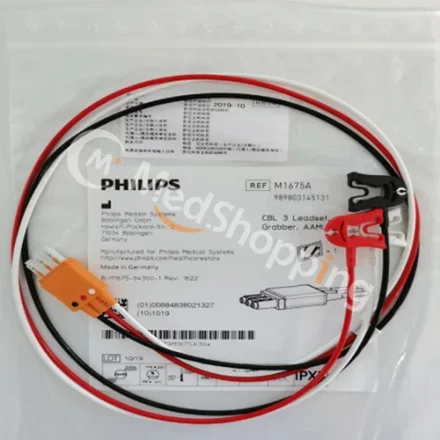 Philips M1675A — Комплект проводов CBL 3, Grabber, AAMI, OR. 989803145131 Shielded-отведение-комплект-Snap-AAMI Набор проводов группы вариаций, головка оранжевого цвета M3000A, M3001A, M3002A, M8102A,…