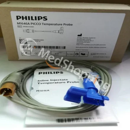 Philips M3012A — Подключение датчика температуры PiCCO Основная линия M1646A M1646A PiCCO Датчик температуры Индекс пульса Контур Датчик температуры сердечного выхода с кабелем длиной 4, 9 фута (1, 5 м)…