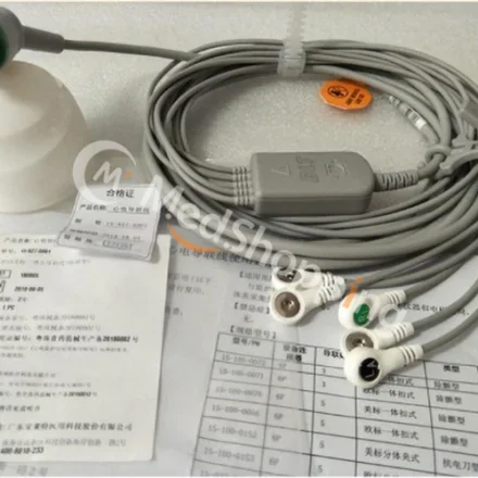 cable M8000/M9000/M9500/M7000/M1000 — BLT интегрированные 5 отведений AHA Brown V, White RA, красный LL, Black LA, Blue RL) Защелкивающийся кабель 15-027-0001 М0202432