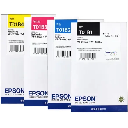 Epson T01B — Черный цветной картридж WF-C8190a/WF-C8690a Чернильные картриджи для принтеров четырехцветные картриджи T01B1-4 [Одна упаковка]