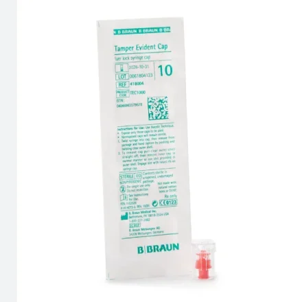 Red 500/Case — B Braun 418004 Tamper Evident Колпачок для шприца Красный Колпачок для шприца Tamper Evident Красный колпачок