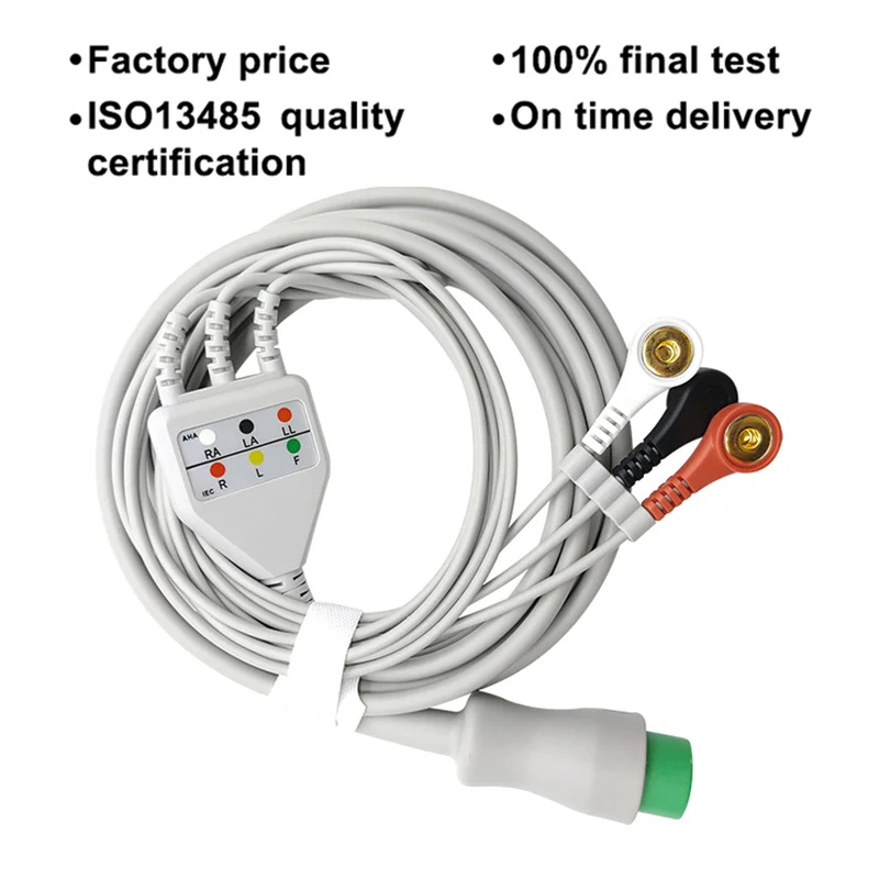 Mindray 9010413 — Заводской 3-проводной кабель 12pin Snap ЭКГ, совместимый