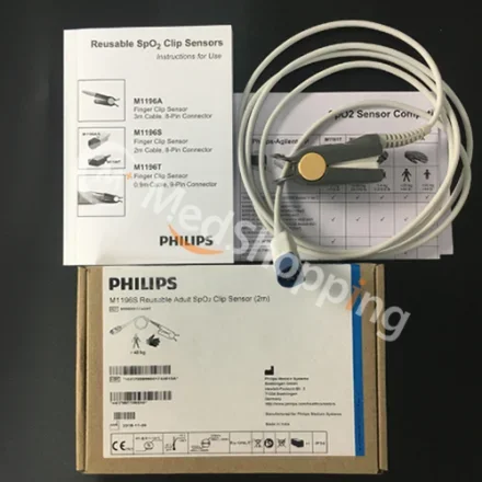 Philips M1196S — Многоразовый Зажимной датчик SpO2 для взрослых (2m) 989803174381 Датчик SpO2 на палец для взрослых
