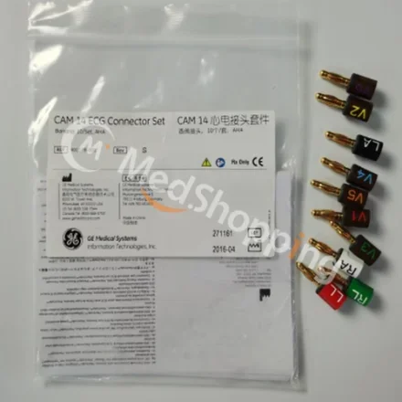 GE Healthcare Banana 10/Set — Комплект разъемов ЭКГ CAM 14. Банан 10/комплект, AHA. 900178-001 Комплект отведений для ЭКГ, основание 10, захват AHA 2104749-001 420101-002