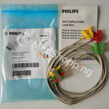 Philips M1613A — 3 отведение Кабели безопасности для ЭКГ, отведение Наборы, Grabber, IEC Экранированный кабель 3-отведение Grabber безопасности IEC M3000A, 862474, 862478, M1001B, M1002B, 863077, 862475,…