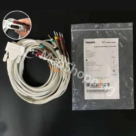 Philips Long 10-Lead — Длинный 10-проводной кабель пациента AHA. 989803184951. Pagewriter TC10 длинный кабель ЭКГ пациента на 10 отведений AHA. AAMI длиной 3, 8 м (12, 5 дюйма)