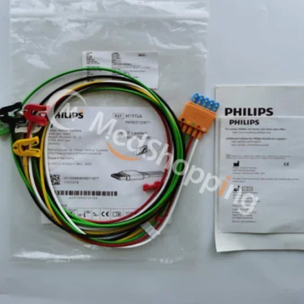 Philips M1974A — Кабель с 5 проводами, Grabber, IEC, 989803125871 Группа вариантов экранированных выводов с защелкой и AAMI IEC, M3000A, M3001A, M3002A, M8102A, M8105A, M1001B, M1002B, 863063, 863064,…