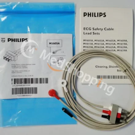 Philips M1605A — 3 отведение магистральные кабели безопасности ЭКГ, отведение Наборы защелкивающихся элементов, AAMI. Кабель Экранированный 3-LD с защелками AAMI Кабель 3-Ld с защелками AAMI Кабель…