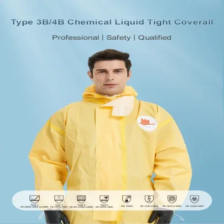 S/M/L/2XL/3XL/4XL — Type 3B 4B Chemical Resistant Coverall Артикул: WLO3004 Непревзойденная на оранжевый защитный костюм от ведущего поставщика СИЗ — Отличное обслуживание клиентов — Быстрая доставка
