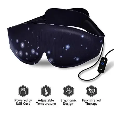 Heated Eye Маска — USB Dry Eye Маска, электрическое отопление Eye Маска, Far-Infrared терапия, регулируемая температура, сон Heated Eye Маска для сна для облегчения Dry Пухлые глаза