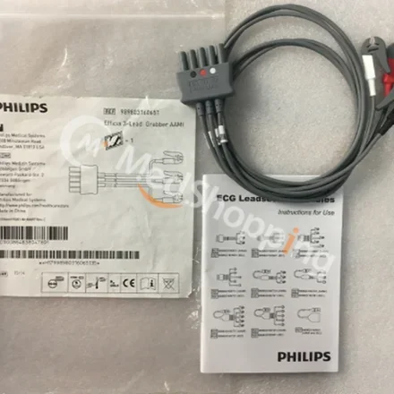 Philips Efficia 3-Lead — Мониторы IntelliVue, SureSigns, и Flex Cardio, дефибрилляторы HeartStart Комплект кабелей с 3 проводами, Grabber, AAMI, отделение интенсивной терапии 989803160651 3-выводной Grabber, AAMI
